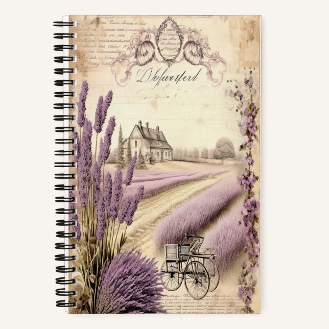Cuaderno Campos de lavanda para portátiles espirales de 5,5 (Anverso)