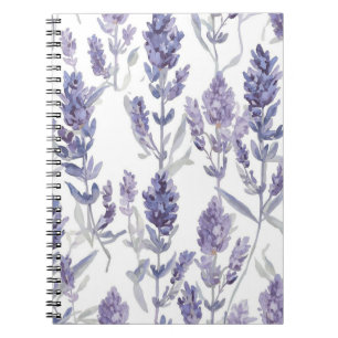 Cuaderno Campos de lavanda Patrón de flores de acuarela p