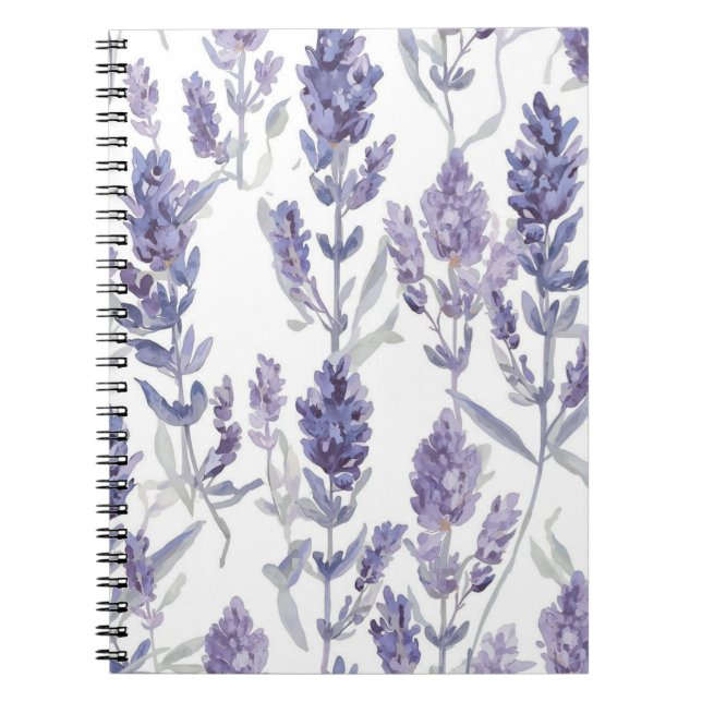 Cuaderno Campos de lavanda | Patrón de flores de acuarela p (Frente)