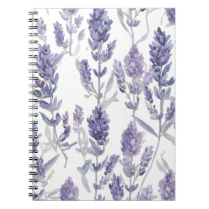 Cuaderno Campos de lavanda   Patrón de flores de acuarela p