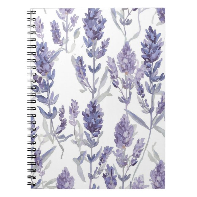 Cuaderno Campos de lavanda | Patrón de flores de acuarela p (Frente)