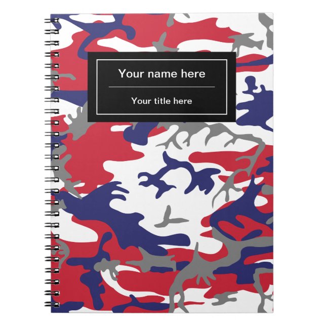 Cuaderno Camuflaje, Azul Blanco Rojo Gris, Militar, Ejércit (Frente)
