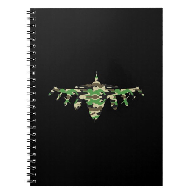 Cuaderno Camuflaje de avión de combate de reacción militar  (Frente)