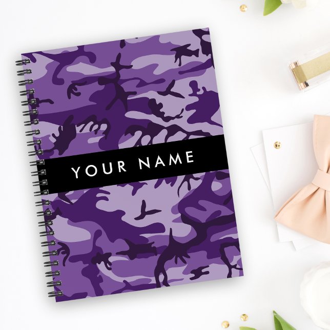 Cuaderno Camuflaje Morado Personaliza tu nombre (Subido por el creador)