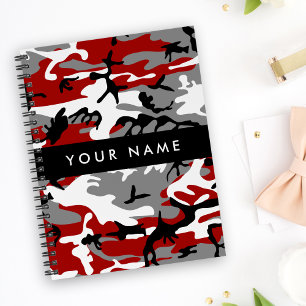 Cuaderno Camuflaje rojo y gris Tu nombre Personaliza
