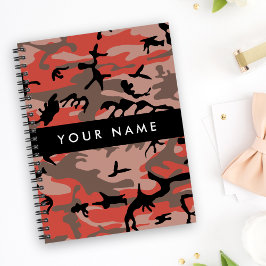 Cuaderno Camuflaje rojo y marrón Tu nombre Personaliza