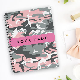 Cuaderno Camuflaje rosa y gris Tu nombre Personaliza