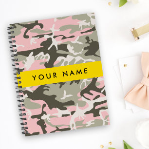 Cuaderno Camuflaje rosa y verde Personaliza tu nombre
