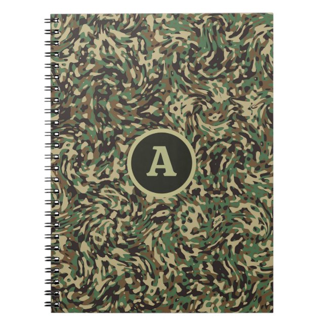 Cuaderno Camuflaje Verde Personalizado de Moda Letra  (Frente)