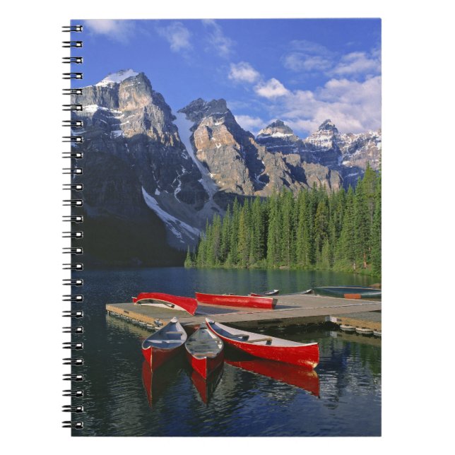 Cuaderno Canadá, Alberta, Moraine Lake. Canoas rojas espera (Frente)