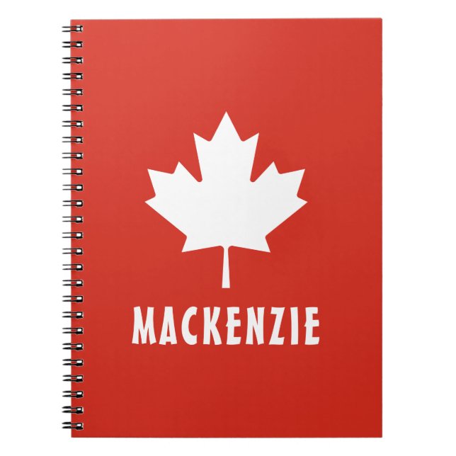 Cuaderno Canadá Día Rojo Blanco Bandera Canadiense Nombre d (Frente)