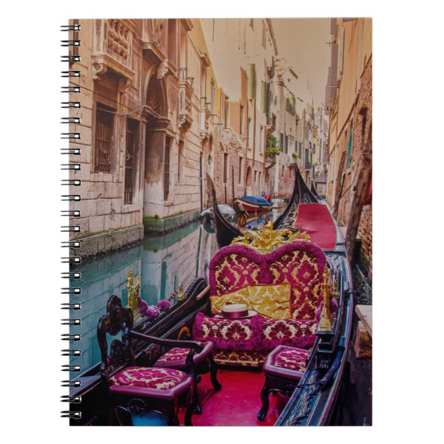 Cuaderno Canal con gondola tradicional en Venecia, Italia (Frente)