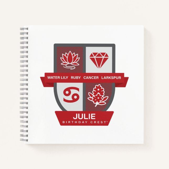 Cuaderno Cancer Crest de Cumpleaños™ para 1-22 de julio (Anverso)