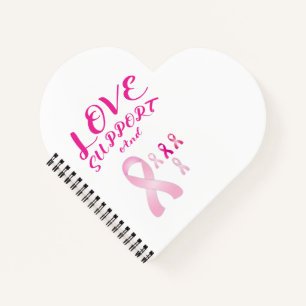 Cuaderno Cáncer de mama: amor, apoyo y cintas rosadas