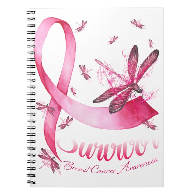 Cuaderno Cáncer de mama de Cinta Rosa Sobreviviente Dragonf (Frente)
