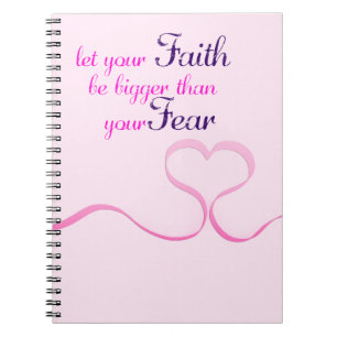 Cuaderno Cáncer de Mama Lazo Rosa Deje que la Fe Sea Más Gr