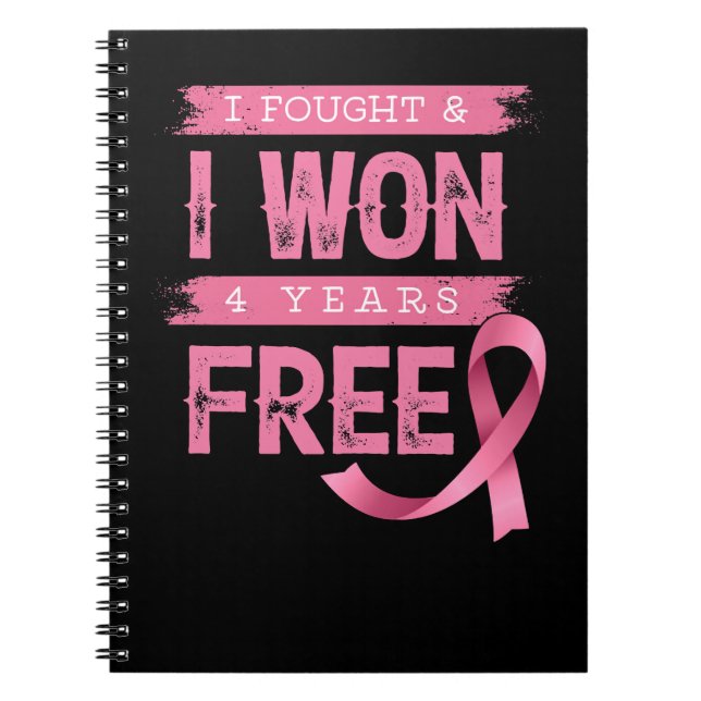 Cuaderno Cáncer de mama que luché y gané 4 años gratis (Frente)