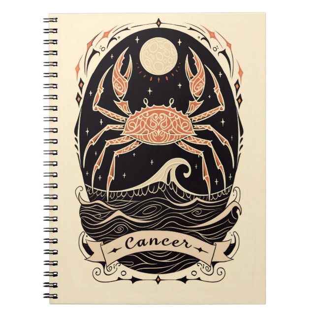 Cuaderno Cáncer de ordenador portátil Arte zodiaco celeste (Frente)