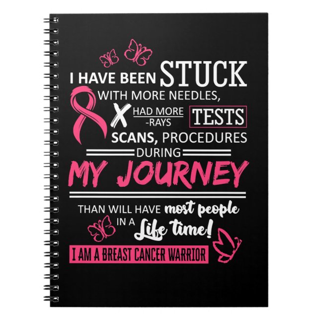 Cuaderno Cáncer de pecho mi viaje Soy un lazo rosado guerre (Frente)