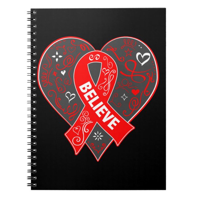 Cuaderno Cáncer de sangre cree corazón de cinta (Frente)