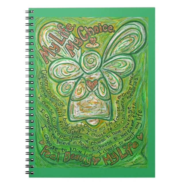 Cuaderno Cáncer Poem Green Angel Art Journal Notebook (Frente)