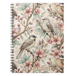Cuaderno Canción Botánica Melodiosa de Durazno Patrón Flora