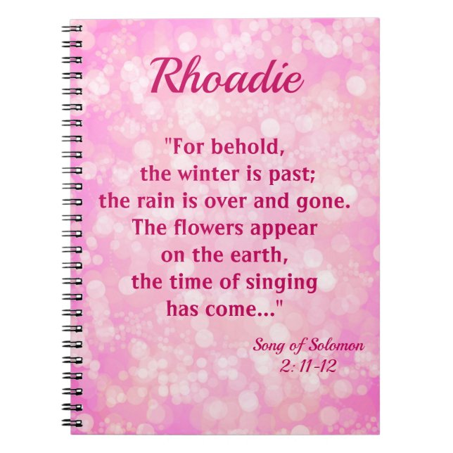 Cuaderno Canción de Bokeh Rosa de las Escrituras Salomón (Frente)