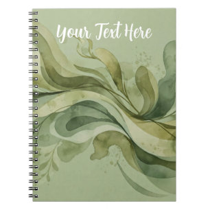 Cuaderno Canción de la Tierra Fluyendo Abstracto Verde Salv