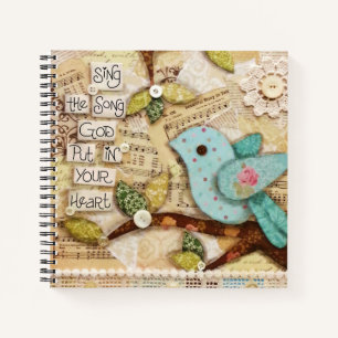 Cuaderno Canción en su portátil Personalizado de pájaro 