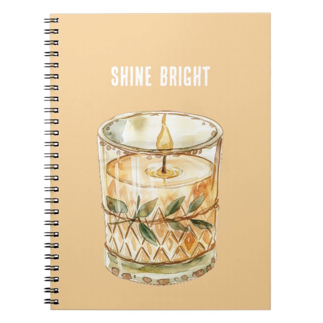 Cuaderno Candelabro Brillante Verde Hojas Boho (Frente)