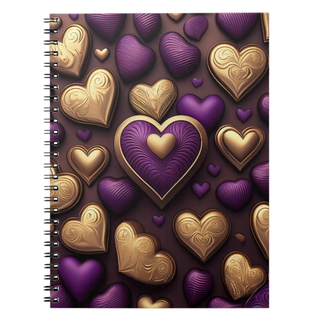 CUADERNO CÁNDICE DE CORAZÓN DE PURPLE & GOLD VALENTINE (Frente)