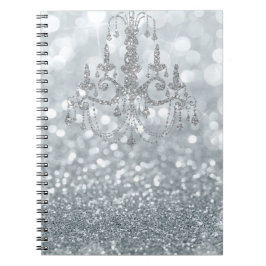 Cuaderno Candil glamour bokeh brillo plata blanca