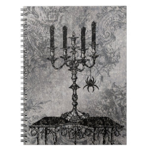 Cuaderno Candlestick gótico con araña, Halloween