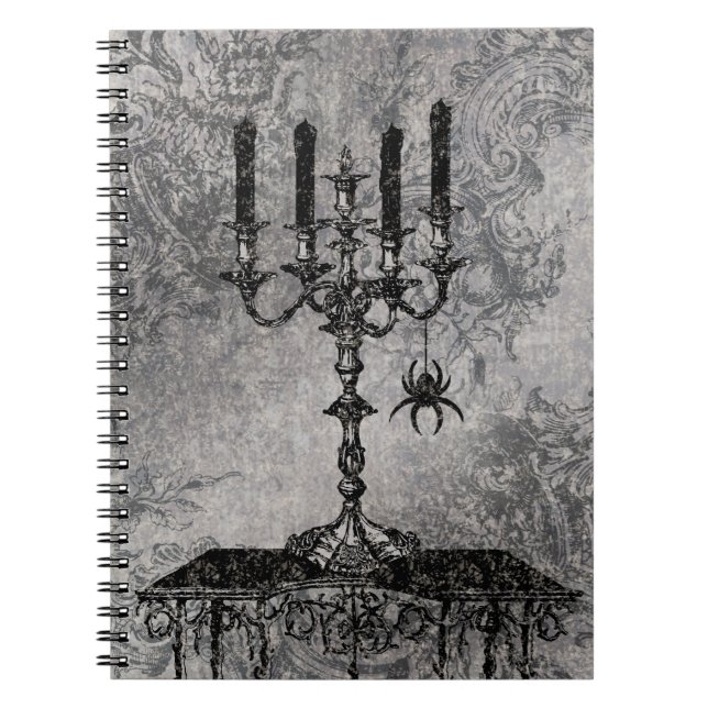 Cuaderno Candlestick gótico con araña, Halloween (Frente)