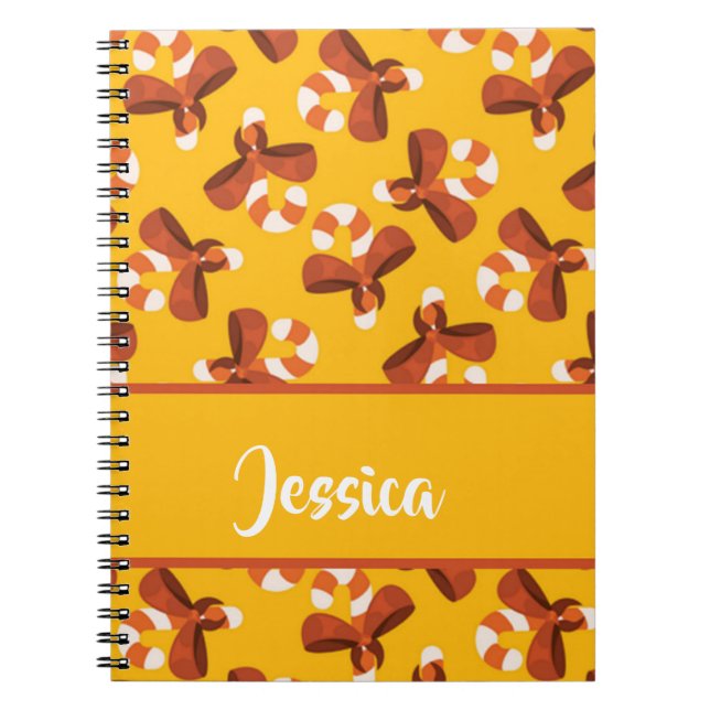 Cuaderno Candy cane wrapped with red bow pattern (Frente)