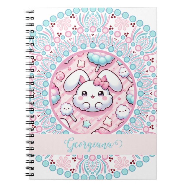 Cuaderno Candy de algodón personalizado Kawaii Bunny Dot Ma (Frente)