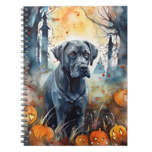 Cuaderno Cane Corso de Halloween con calabazas espeluznante