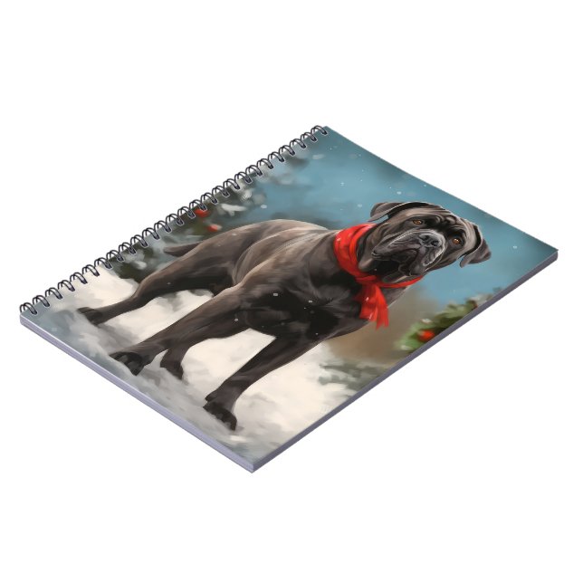 Cuaderno Cane Corso Dog en Navidades de nieve (Lado Izquierdo)