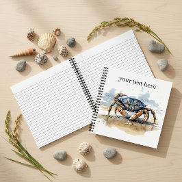 Cuaderno cangrejo caminando por la playa, personalizable