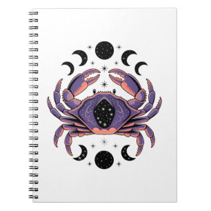 Cuaderno Cangrejo celeste de cáncer con las lunas