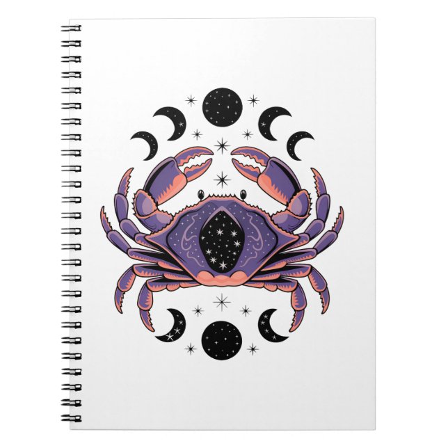 Cuaderno Cangrejo celeste de cáncer con las lunas (Frente)