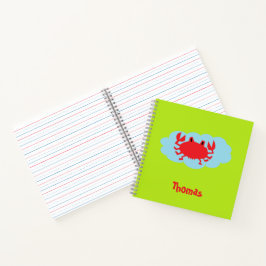 Cuaderno Cangrejo rojo con nombre personalizado en azul y v