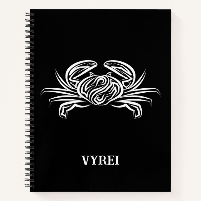 Cuaderno Cangrejo tribal blanco y negro (Anverso)