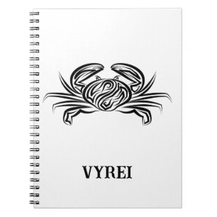 Cuaderno Cangrejo tribal blanco y negro