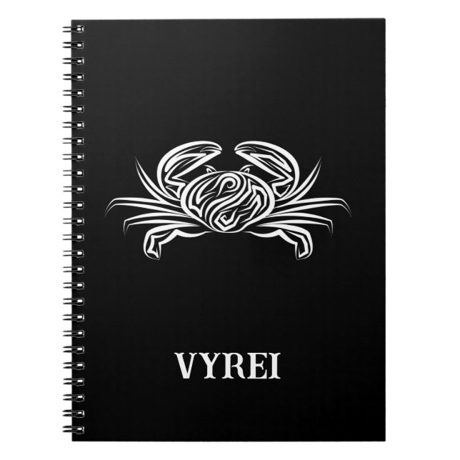 Cuaderno Cangrejo tribal blanco y negro (Frente)