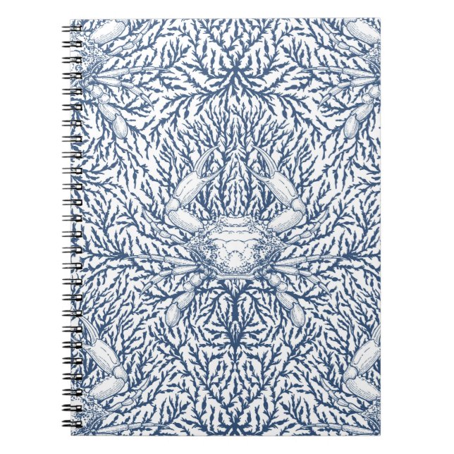 Cuaderno Cangrejo y maleza marina, verano costero en blanco (Frente)