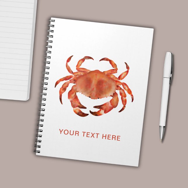 Cuaderno Cangrejos Marítimos Costeros Náuticos (Personzalized crab motif crustacean notebook/journal.)