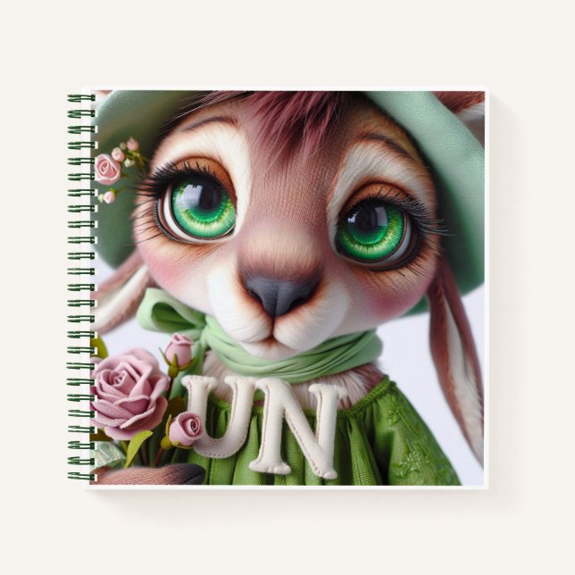 Cuaderno Canguro con sombrero verde y flores   (Anverso)