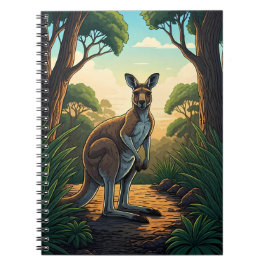 Cuaderno Canguro en bosque iluminado por el sol