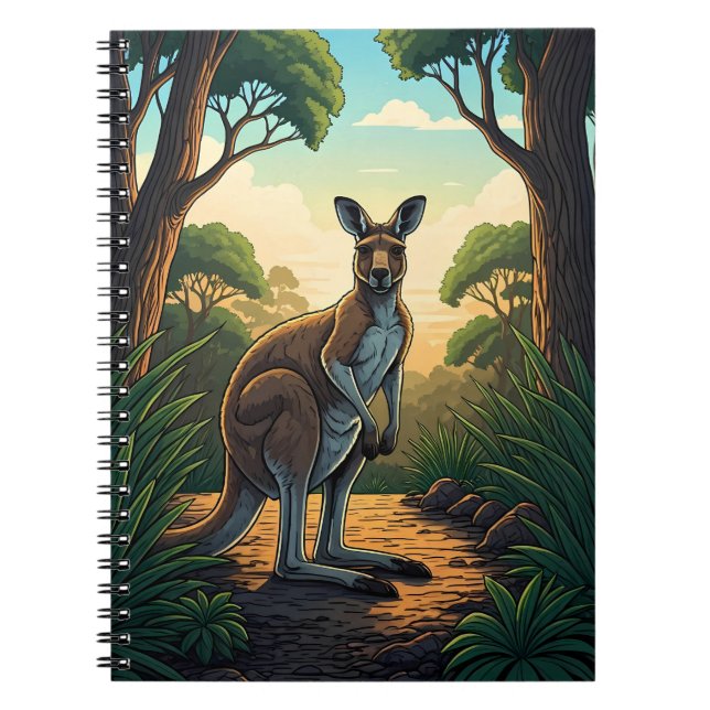 Cuaderno Canguro en bosque iluminado por el sol (Frente)